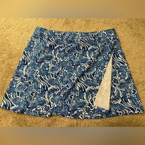 RipSkirt Hawaii Length 2 blue floral wrap skirt with pockets Sz XL